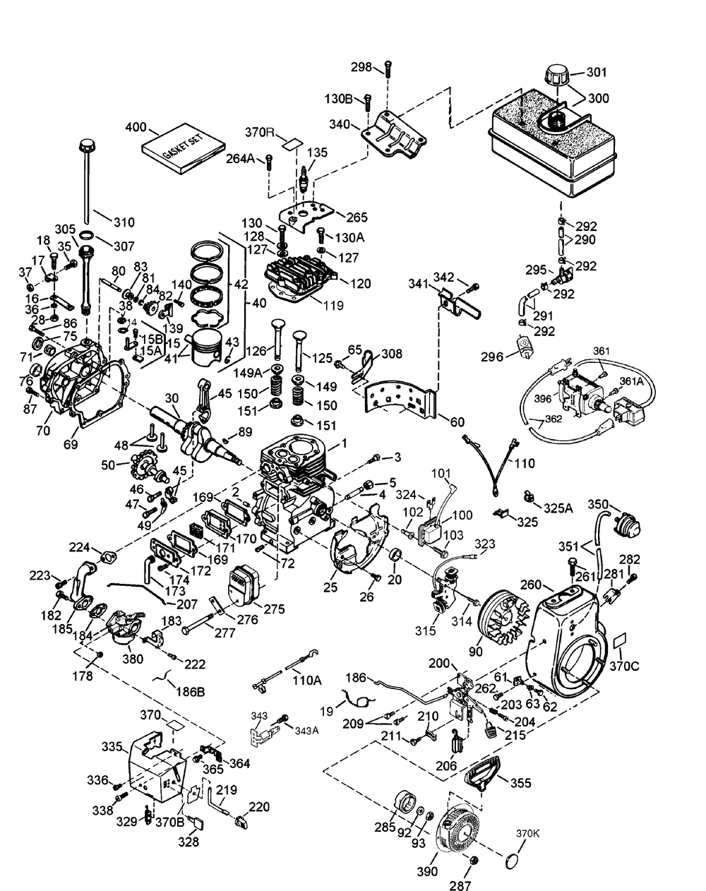 Engine Diagram and Parts List for 730STE (31AH7S7H710)(2005) Cub Cadet Snow Blower